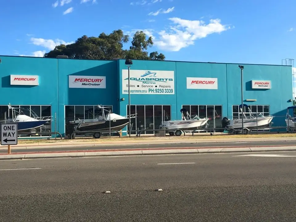 Marine dealership exterior after a full repaint
