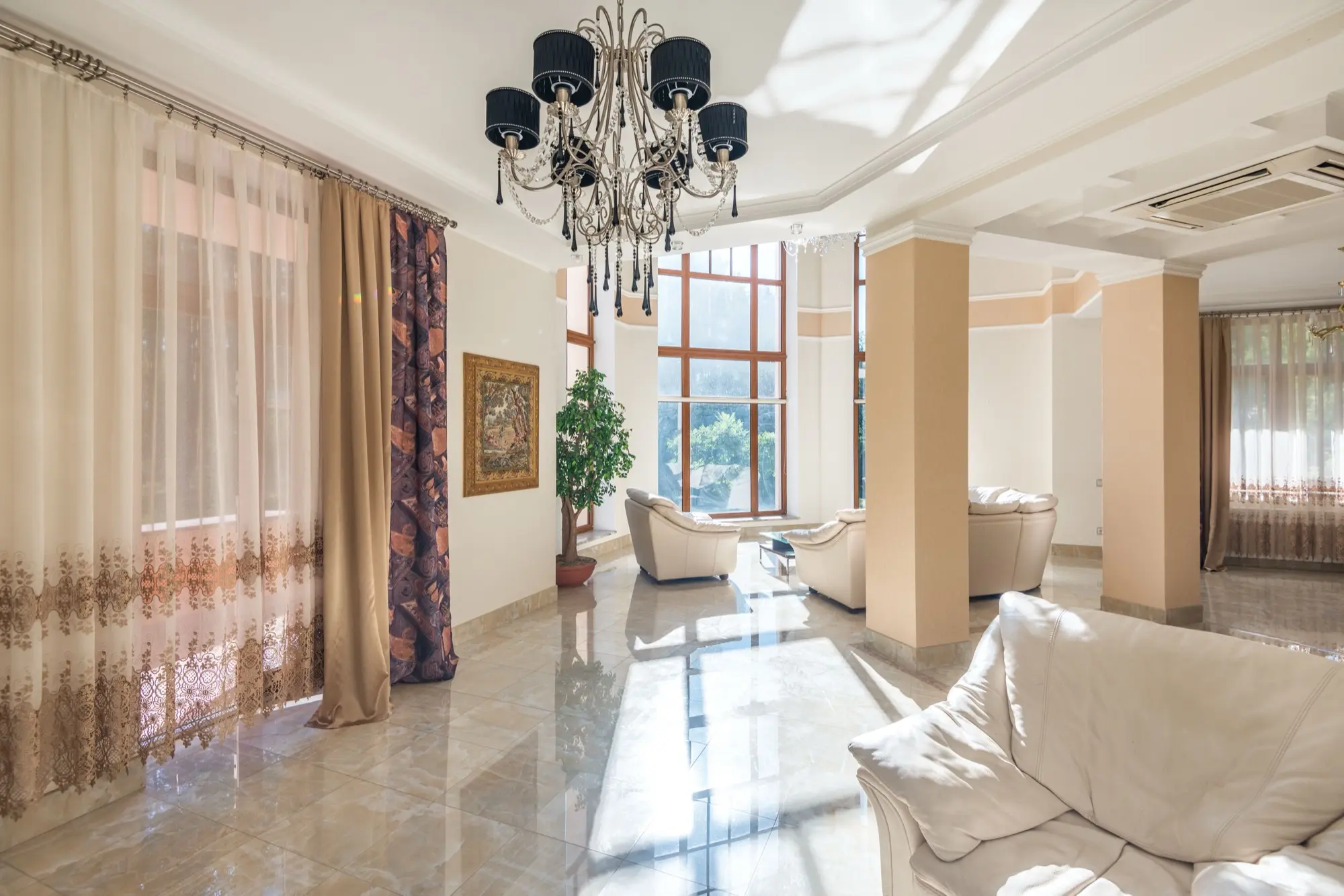 Freshly painted bright interior living space with natural light